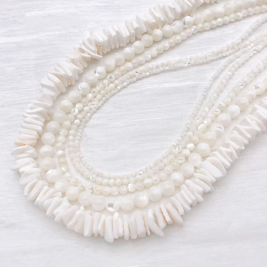 Natural White Mother-of-Pearl Beads & Shell Slices Multi-Style DIY Bracelet/Necklace Pack