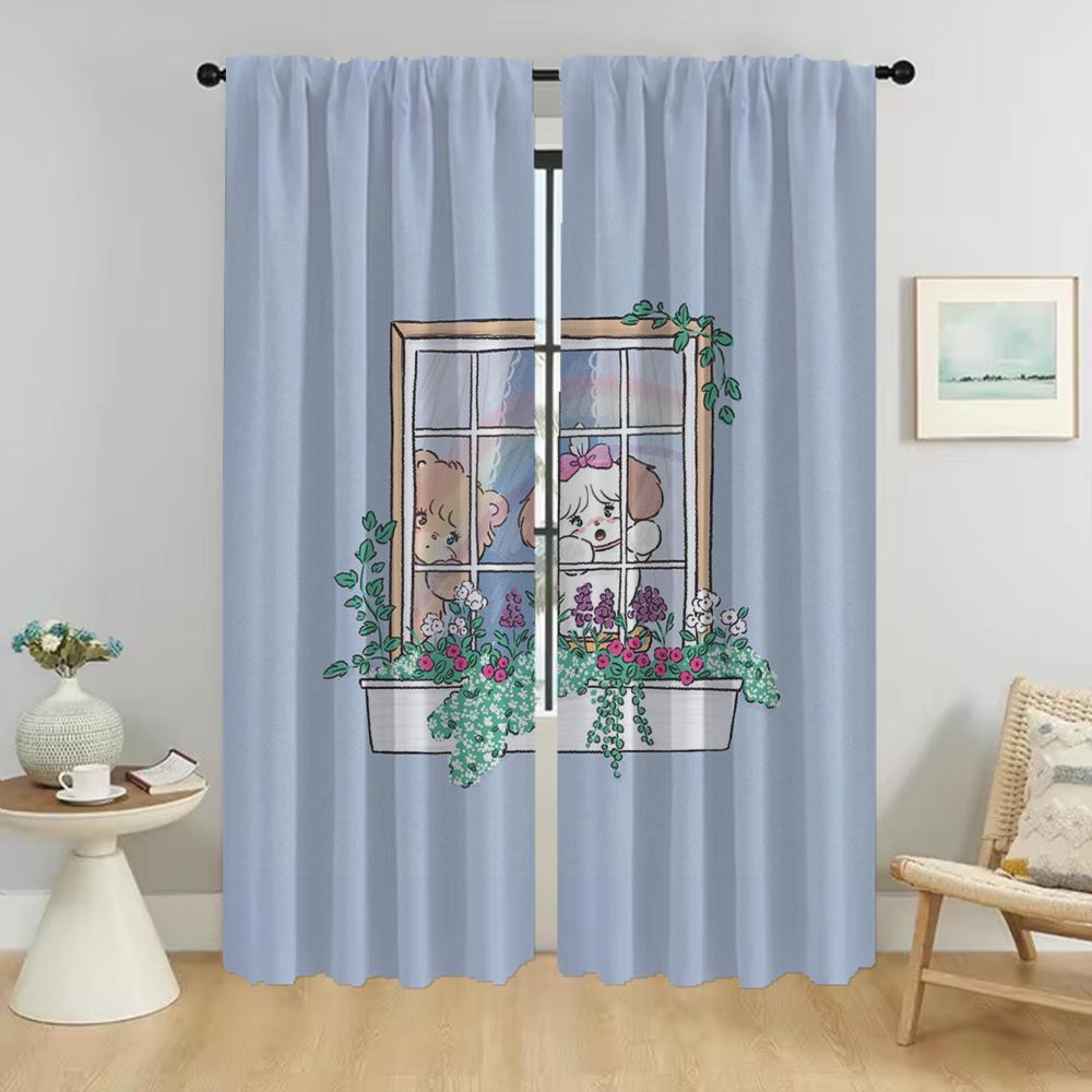 Kitchen Curtains for Living Room Mikko Home Interior Curtains 2 Pieces Halloween Decoration Shades Tulle for Bedroom Partition