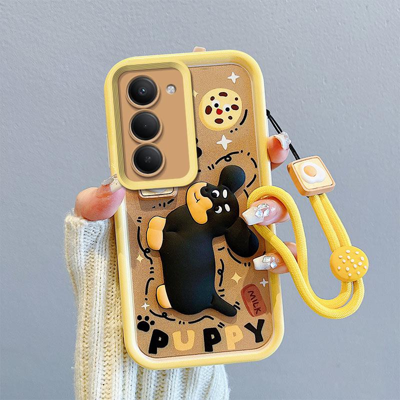 KEYSION Shockproof Case for OPPO A5 5G with Lanyard Soft Silicone Cute 3D Cartoon Doll Phone Back Cover for OPPO A5 2025