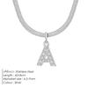EManco Stainless Steel Diamond Initial Pendant Necklace Round Snake Chain Flat Snake Chain O Fine Chain Necklace