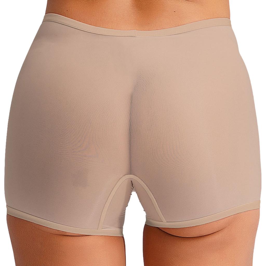 Női átlátszó, rugalmas, fényes, alacsony derékbőségű, fiúshort boxer alsónadrág