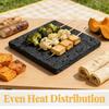Vulkanstein Grillplatte 7,9x7,9x0,6 Zoll Koreanische BBQ Steinpfanne für Gasgrill Steak Meeresfrüchte Gemüse Rauchloser Teppanyaki