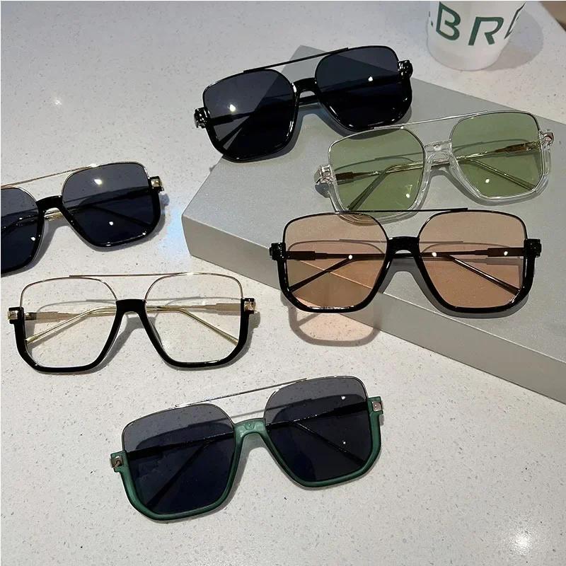 Double Beam Large Frame Sunglasses Square Sun Glasses Female Internet Celebrity Street Photo Glasses Fashion Trendy