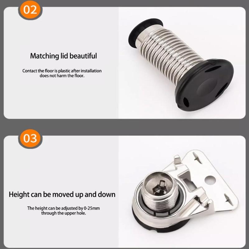 Pacote com 4 Pés Ajustáveis para ArmárioPés de Suporte de Móveis de Metal de Alta Resistência com Design Antiderrapante Para Estabilidade de Guarda-roupa