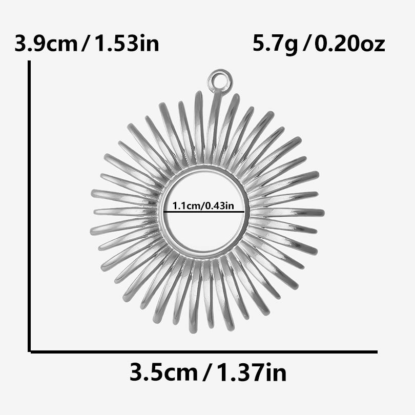 5pcs/Lot Silver Color Le Soleil Pendentif Stainless Steel Charm Pendants For Jewelry Making Supplies Metal Sun Charms Decoration
