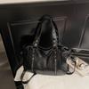 Vintage Handbag Solid Color Shoulder Bag Women's Large Capacity Commuter Tote Bag