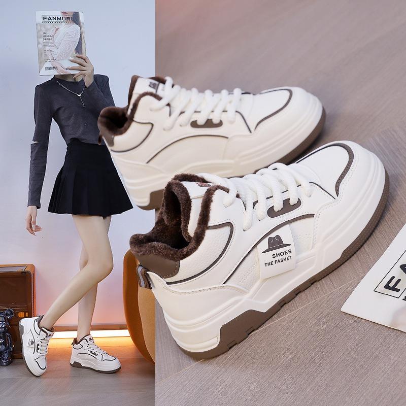 Fashion Winter New Women Plush Sneakers Fashion Thick Bottom Comfortable Warm Casual Shoes High Quality Woman Cotton Shoes Zapatos Mujer
