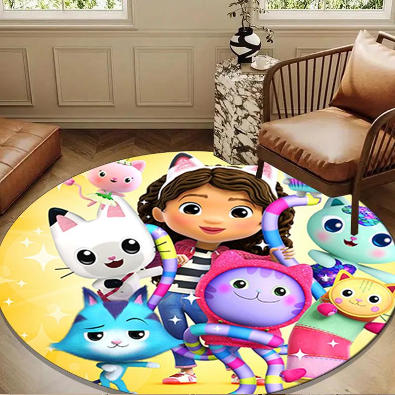 Colorful Friends Dollhouse Round Rug for Livingroom,Bedroom, Palyroom, Chair Rug, Area Rug, Circle Carpet, Large Size Fan Christmas Gift