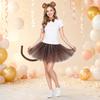 Girls Costume Set with Headband Tie Tail and Skirt for Halloween Party