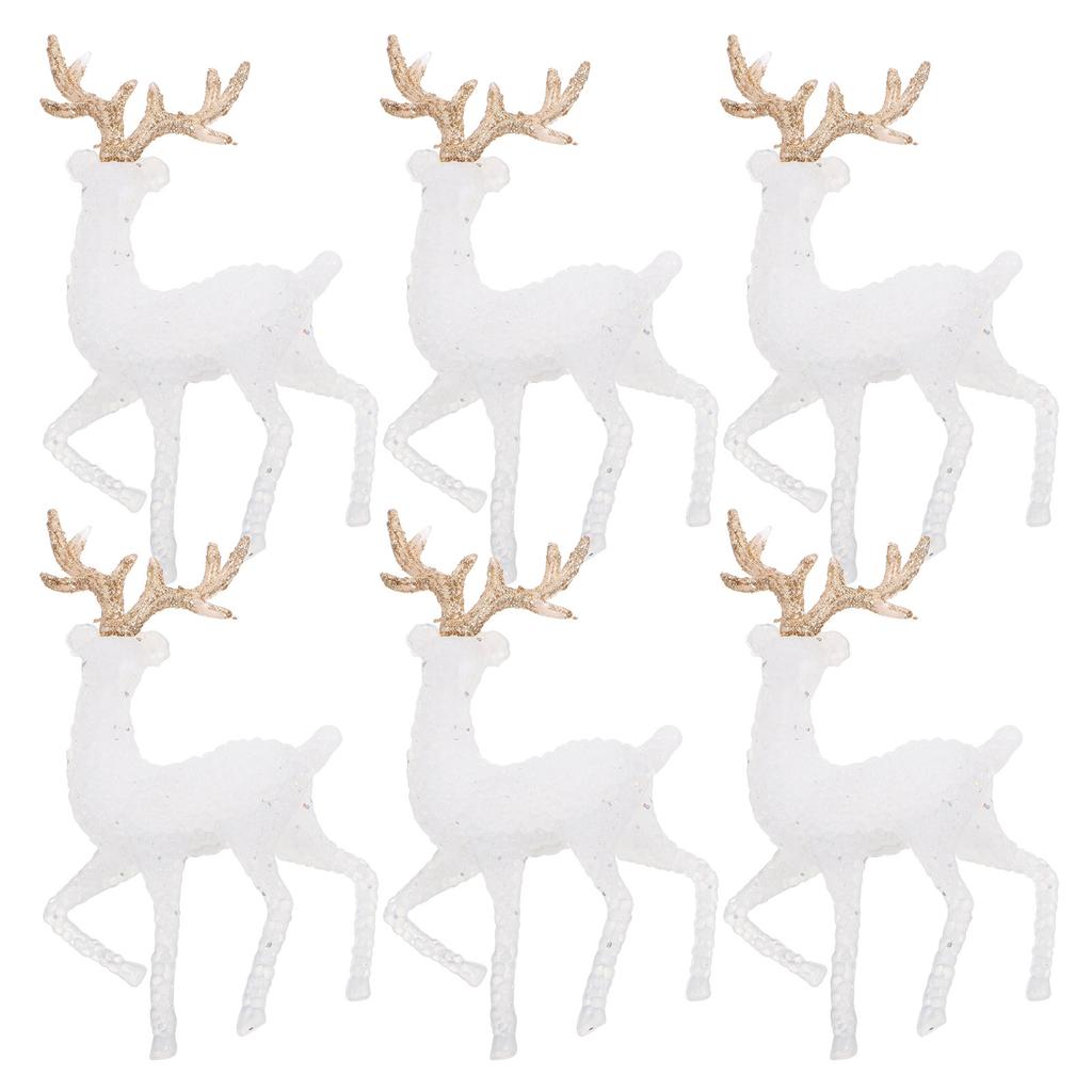 6Pcs Christmas Reindeer Statue Set Plastic Elk Home Decor Festive Desktop Table Centerpiece Holiday Party Scene Decoration