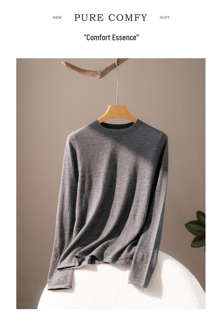 Women's Casual Knitwear: Pure Cashmere Long Sleeve, Round Neck, Loose Style for Autumn and Winter.