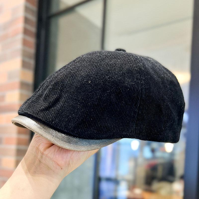 American Street Retro Fashion Forward Hat Men Autumn and Winter Corduroy Beret Women Versatile Face Showing Hat