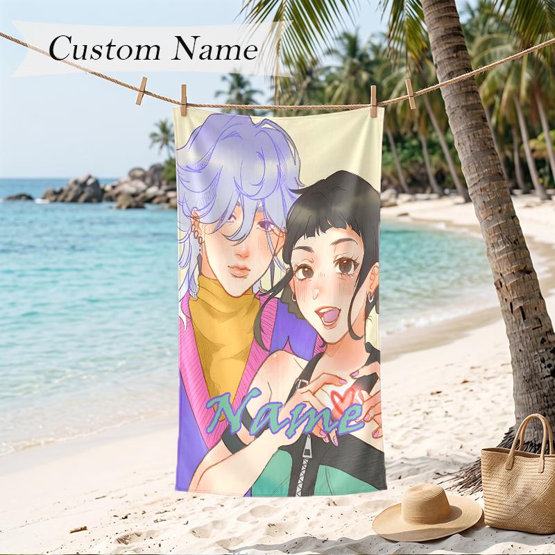 Asciugamano da Spiaggia Stampato con Nomi Personalizzati Mystery & Zoey Asciugamano Morbido Personalizzato per Nuoto Spiaggia Viaggio