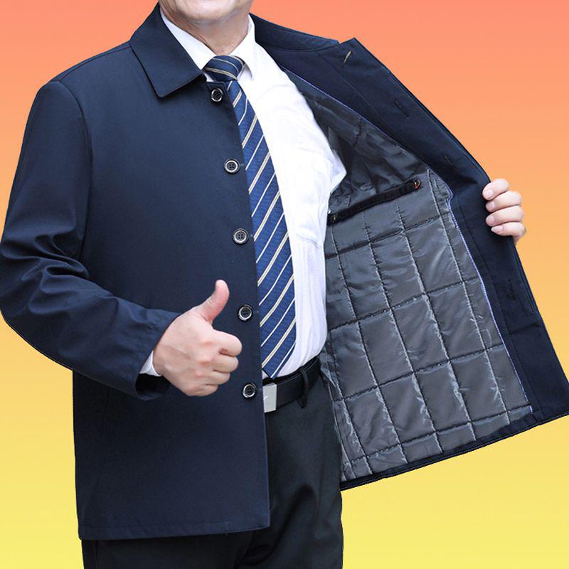 Herren Leichte Freizeitjacke - Frühling/Herbst Stil, Umlegekragen, Knopfverschluss, Lockere Passform für Mittelalte und Ältere.