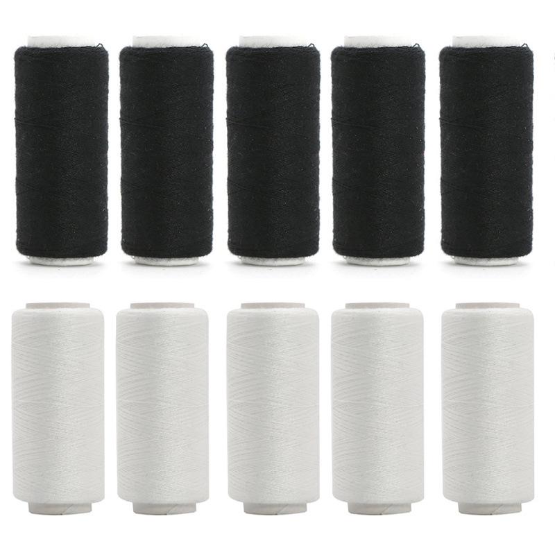 402 Polyester Black & White Sewing Thread Set: Small Roll for Machine & Hand Sewing, Needle & Thread for Household & Clothes Use.