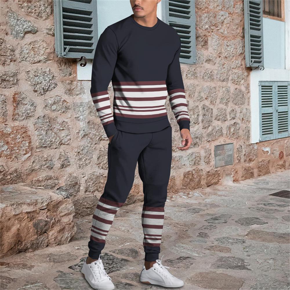 

Мужская футболка с длинным рукавом и брюки в комплекте, повседневная мужская одежда с 3D-принтом, большие тренировочные костюмы, спортивная одежда для бега, новая мода, комплект из 2 предметов 3XL