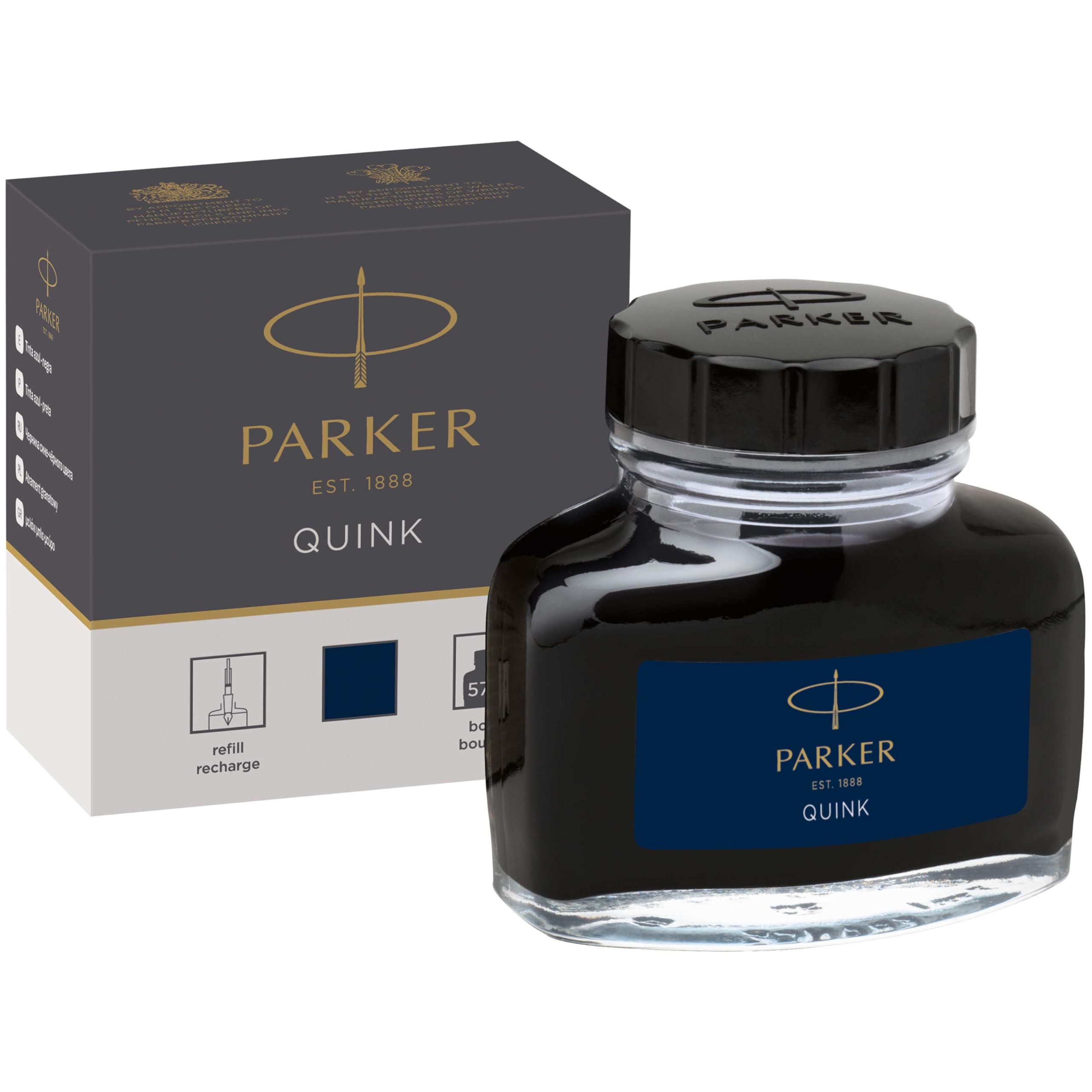 PARKER Quink Bottled Ink 1950378 57ml Blue-Black (Official Import)