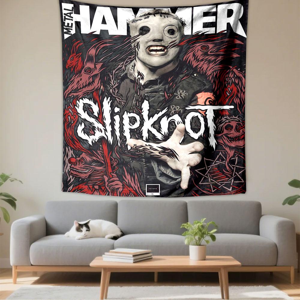 Slipknot Tapestry Wall Hanging, Metal Hammer Magazine Poster Art, Rock Wall Decor for Bedroom Living Room Dorm