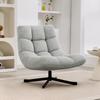 Lounge Chair, Armless, Swivel, Chenille Fabric, Wide Seat, 75 x 95 x 90 cm, Light Grey