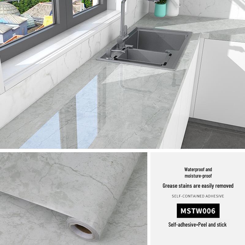 Waterproof, Oil-Proof Marble Self-Adhesive Wallpaper for Bathroom, Kitchen, Living Room, and Toilet Renovation.