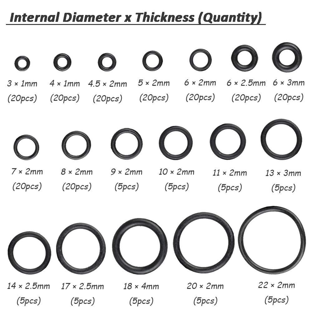111/171/111pc Silicone O-ring Set Nitrile Rubber  Sealing Gasket Assortment Various Sizes of Sealing Gaskets for Pipeline Faucet