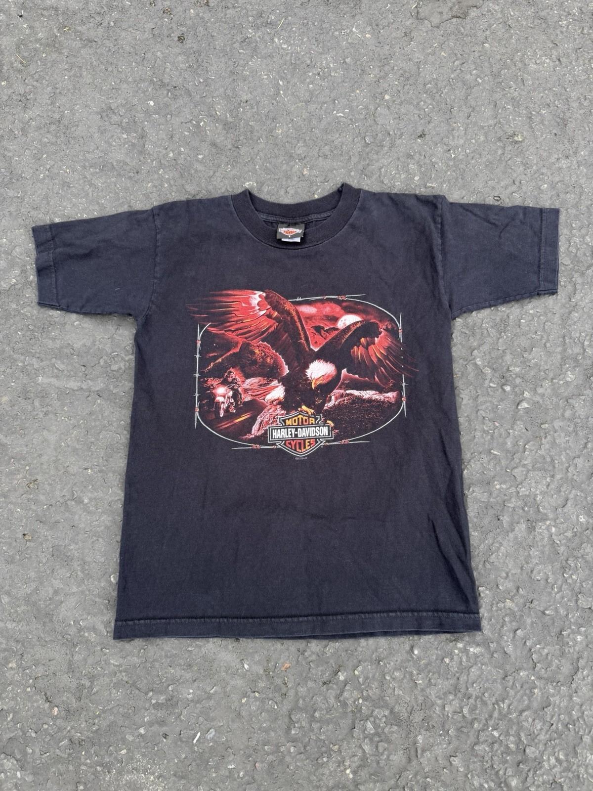 Vintage 90’s Harley Davidson Kuwait Eagle Motorcycle Black Mens Shirt Size Small Unisex T-Shirt S
