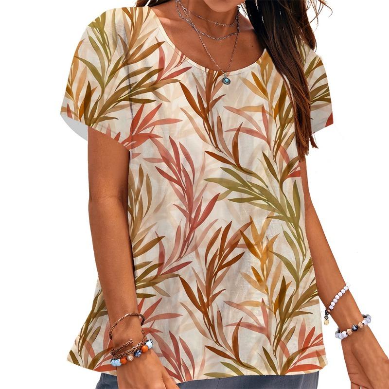 Summer animal and flower printed T-shirt 3D printed squirrel and rabbit T-shirt style top women's clothing