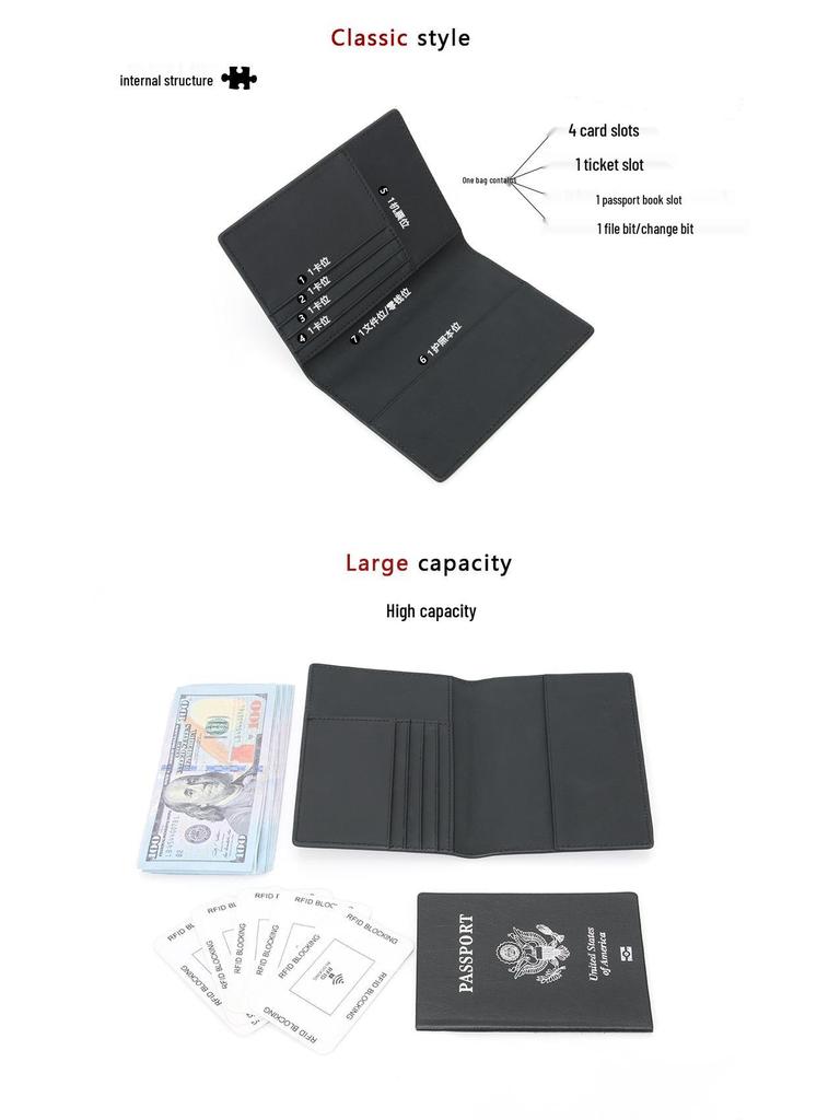 Genuine Leather RFID Passport Holder & Travel Document Organizer