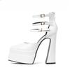Fashion High Heel Pumps 2025 Fashion Point Toe Platform Women's Shoes Straps Sexy Pump Latest Buckle Casual Pumps Female Chunky Shoes