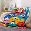 1pc Monsters,Colorful,Happy Digital Printed Flannel Blanket, Super Soft Plush Fleece Bed Cover, Multipurpose Four Seasons Hypoallergenic Qui