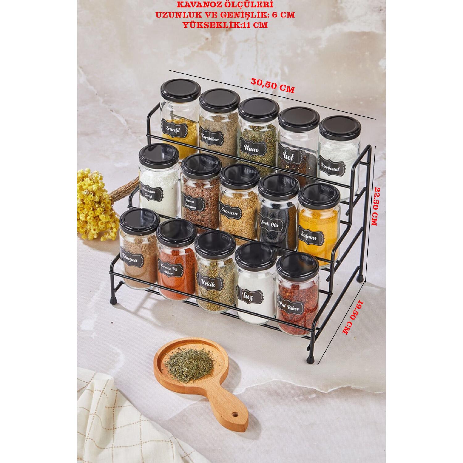 

Набор специй из 15 шт. с каскадной металлической подставкой, черный