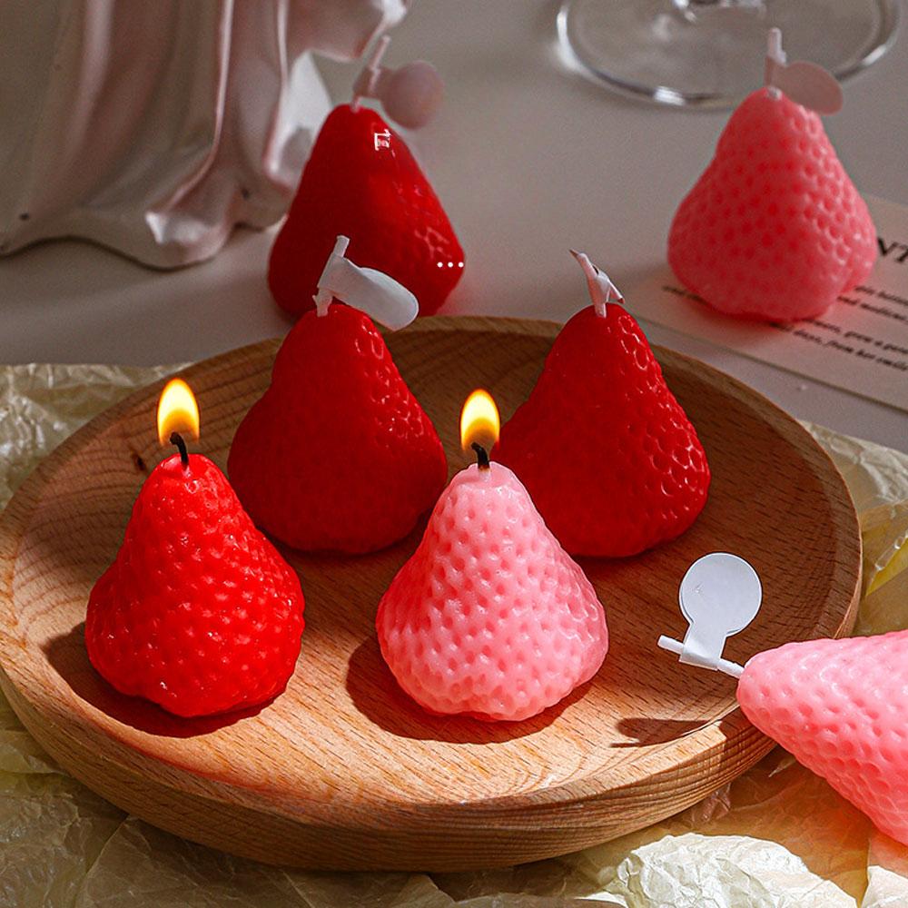 3 STK Erdbeerkerzen Silikonform für Duftkerzenherstellungsset DIY Kristallharz Handwerksform Heimpartydeko Geburtstagsgeschenke