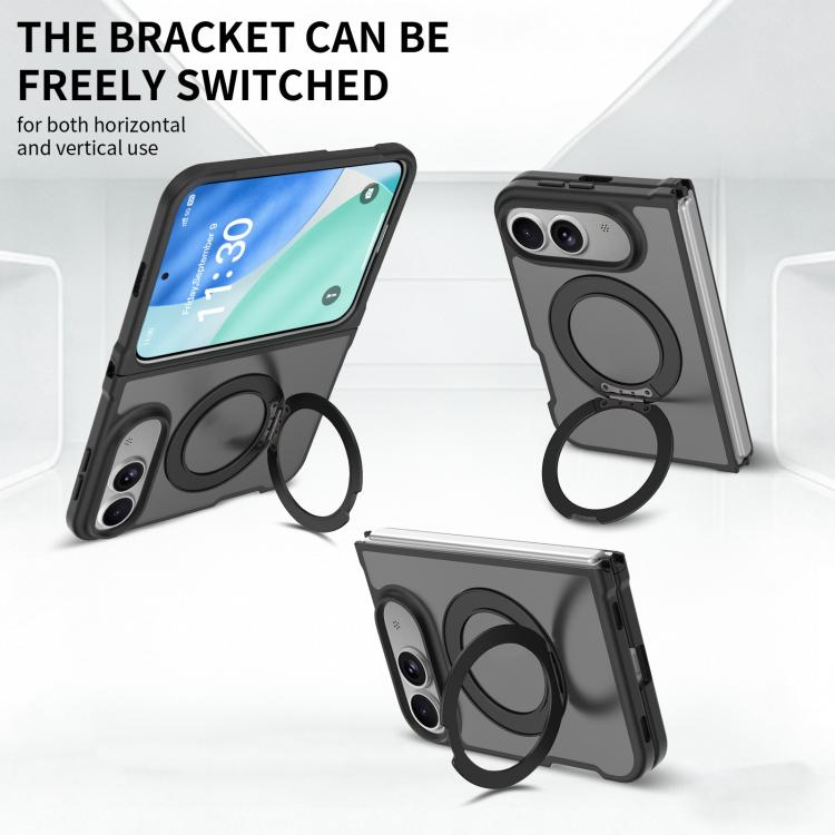 Skin Feel Rotating Holder Magnetic Phone Case For iPhone Fold, Matte PC+TPU 360° Stand Anti-Scratch Shockproof Protective Cover