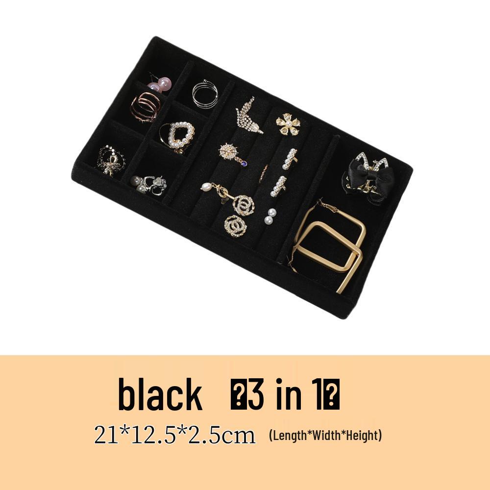 Velvet Jewelry Organizer Tray with Dividers for Necklaces, Earrings, and Rings