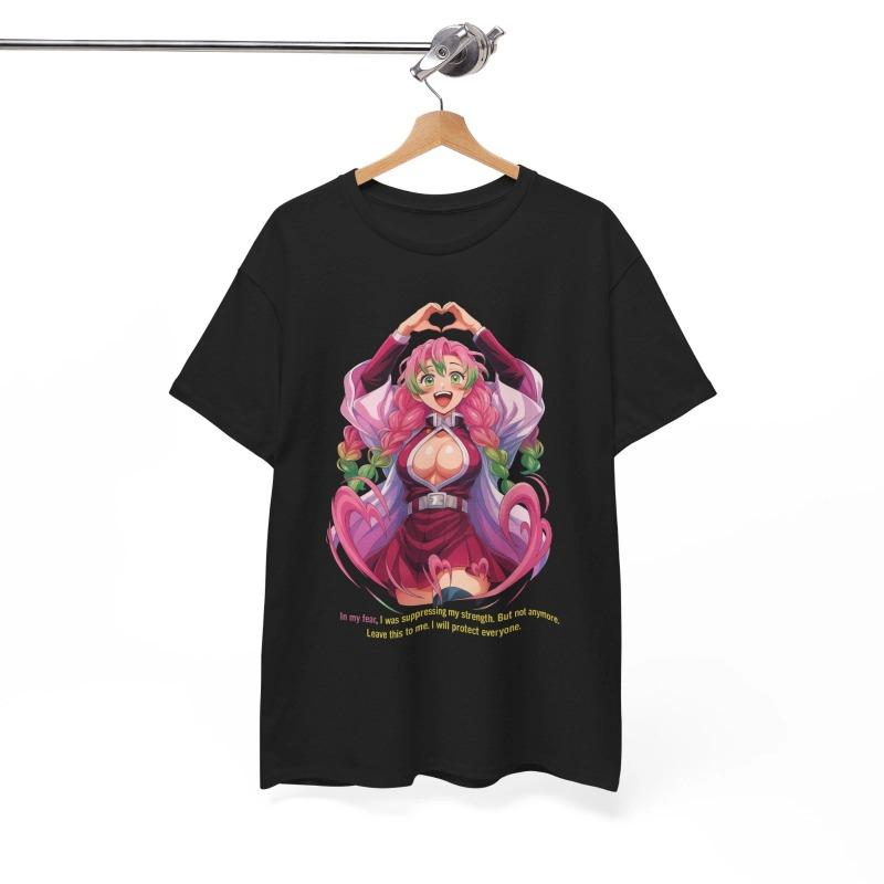 Храм Ганьлу Медовое Стекло Форма Сердца Демон-Убийца Летний Мужской Повседневный Модный Унисекс Футболка S