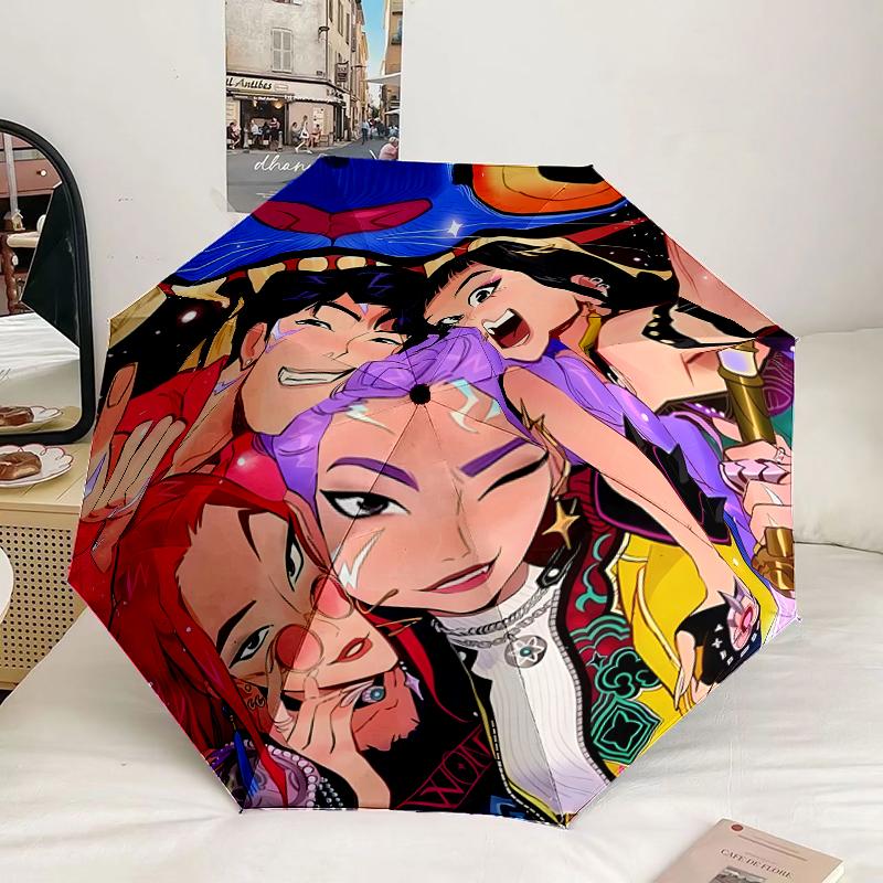 Kpop Cartoon Umbrella 8-Frame for Travel, Camping, Casual Lightweight Portable Umbrella, Essential for Every Family Holidays Gift