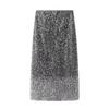 Available: Spring 2026 High Waist Slim Fit Shiny Sequin Slit Midi Skirt BR351114