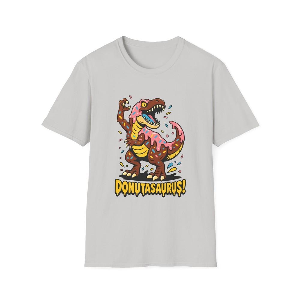 

Unisex Softstyle T-Shirt Funny T-Rex Donut Cartoon Graphic Icing Dinosaur M
