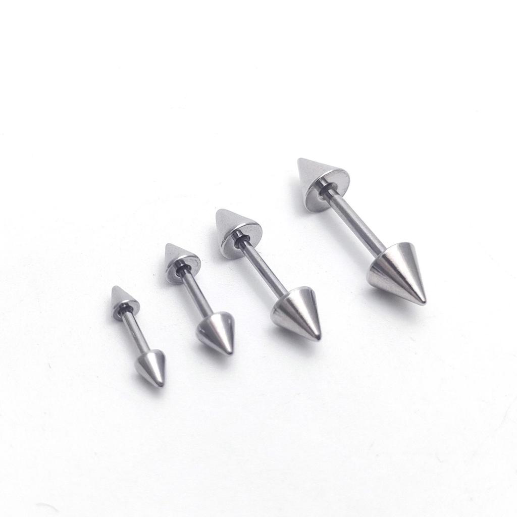 16G Stainless Steel Multi-Purpose Piercing: Ear, Tongue, Nipple - Sharp Cone Design