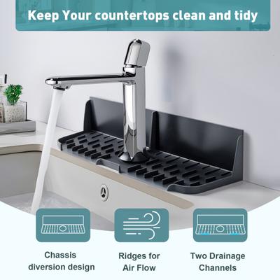 Alfombrilla de Secado para Grifo Secado Rápido Universal Fácil de Limpiar Instalación Sencilla Silicona Encimera de Cocina Protector contra Salpicaduras para Fregadero