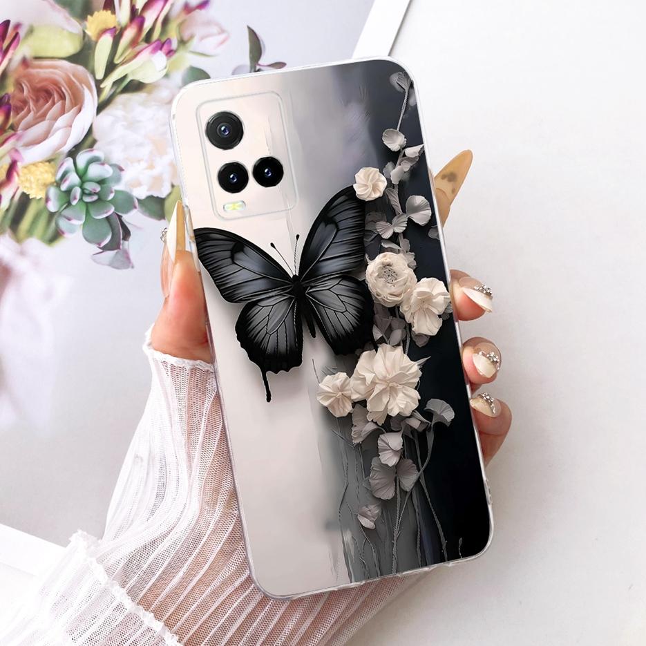 For Vivo Y33s 4G Case V2109 New Butterfly Painted Cover For Vivo Y21 Y21e Y21s Y21t Soft Silicone Case For Vivo Y33t Y 21 s Bags