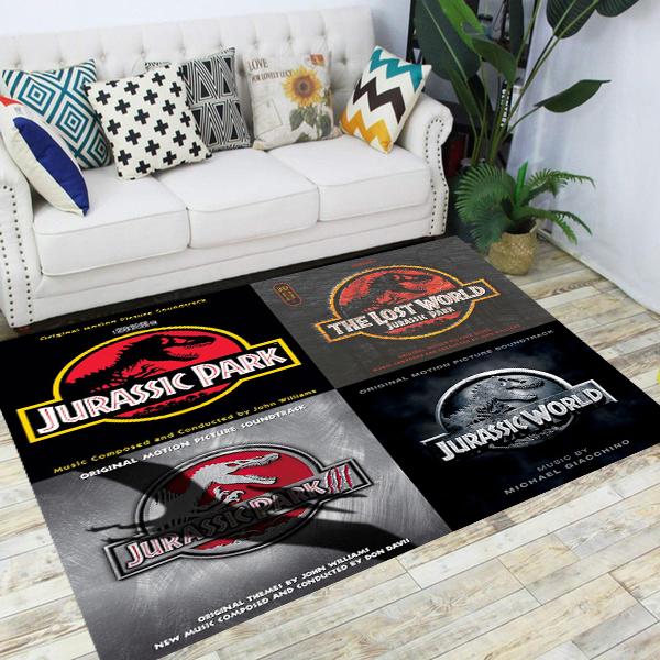Jurassic Park Dinosaur Cartoon Carpets Rugs Non-slip Area Rug for Living Room Bedroom Foot Pad Decoration,Child Game Floor Mat