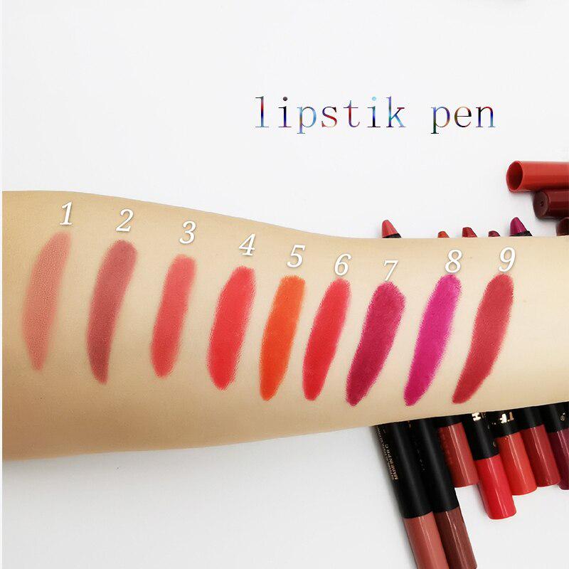 9 Farben Matte Nude Lip Makeup Lippenstift Bleistift Wasserdichter, langlebiger Matte Liner Pen Lippenstift
