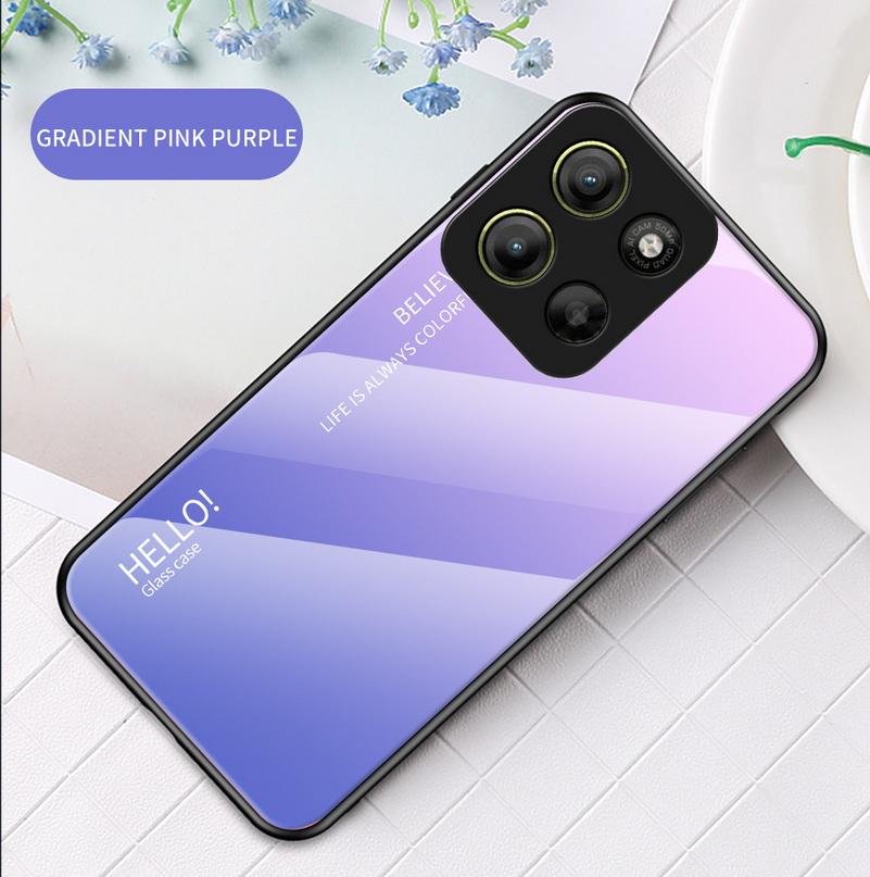 Gradient Tempered Glass Protect Case For Moto G15 G05 G85 G35 E15 G24 Edge 60 Fusion 60s 50 Neo 50 Pro 40 30 Ultra Glossy Cover