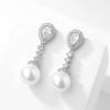 ZAKOL Elegant Round Imitation Pearl Earrings for Women Korean Fashion Water Drop CZ Bridal Earring Wedding Jewelry