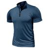 Men's New Outdoor Sports Short Sleeve Zipper Shirt American Standing Collar High Spring Quick Dry Short Sleeve T-shirt