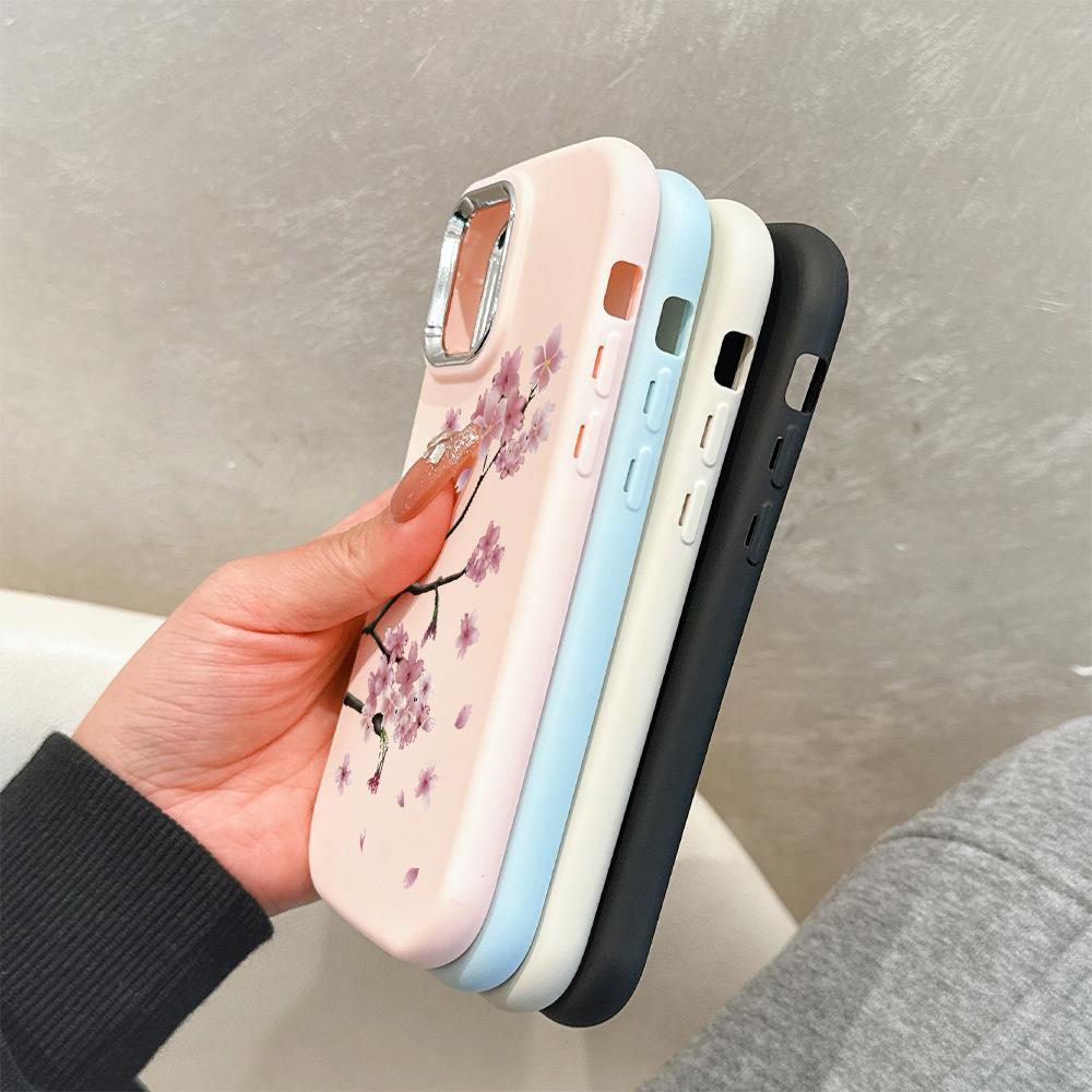 Solid Color Silver Edge Lens Fatty Casing Soft TPU Liquid Silicone Cover Shockproof Phone Case for Xiaomi Redmi Samsung