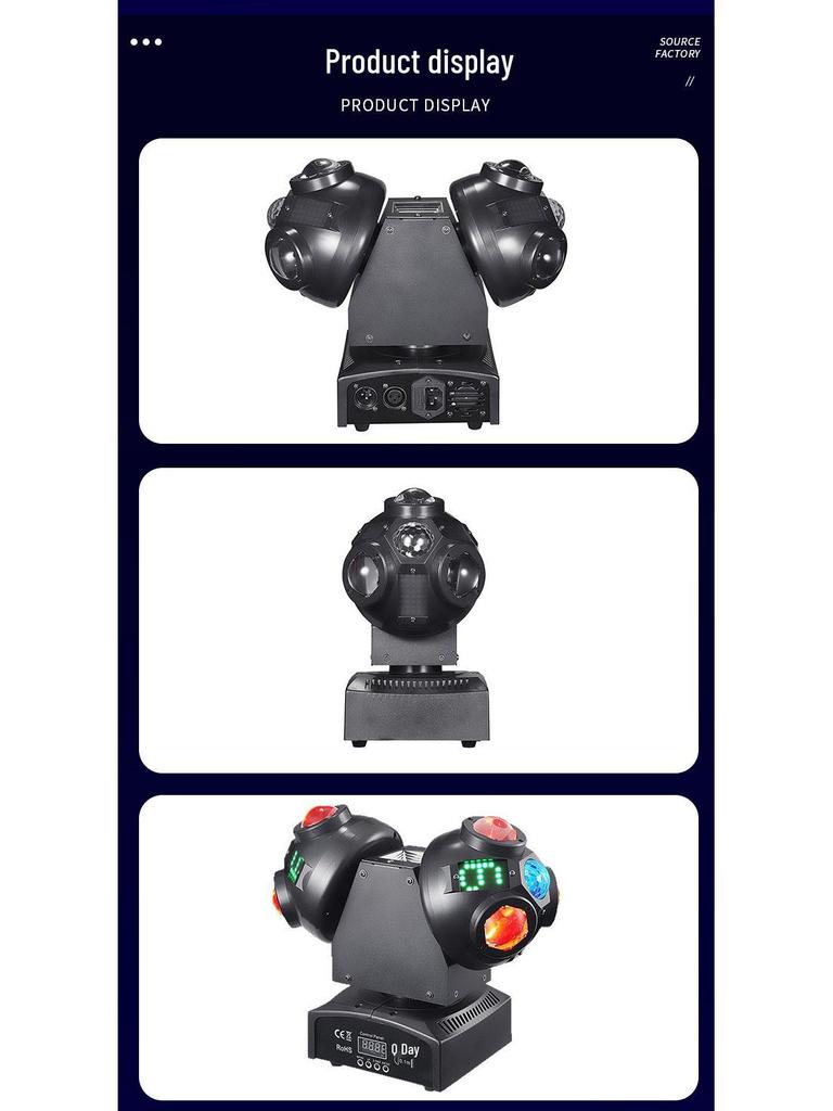 Double Ball LED Phantom Color Moving Head Light Bar with Voice Control & Seven-Color Rotating Strobe for Stage and KTV Atmosphere
