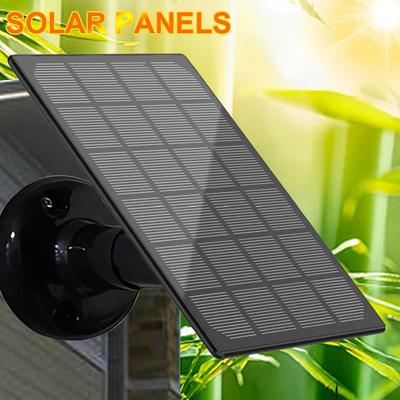 4W 5V Solar Panel Charger, Wall-mounted Low-power Solar Charging Panel for Doorbells and Security Cameras, Cable Bracket (Black)