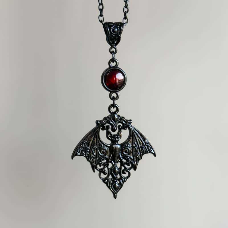 Ретро Готический Полый Узорчатый Подвеска-Летучая Мышь Ожерелье, Женский Персонализированный Модный Праздничный Аксессуар Украшение